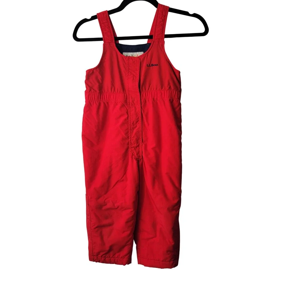 LL Bean Toddler Red Thinsulate Snow Bib Overalls Sz 4T Zip Front & Legs Boy Girl
